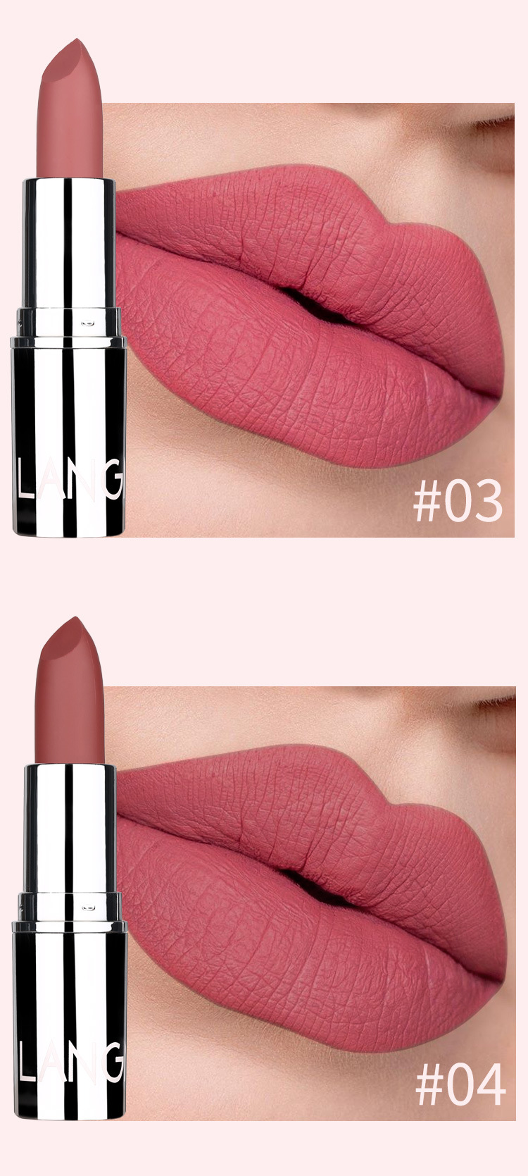 Langmanni Velvet Matte Lipstick - Non-Sticky, Long-Lasting, 8 Highly Pigmented Shades (01-08) - Smudge Proof, Moisturizing, Cruelty-Free Lipstick_voghion.com