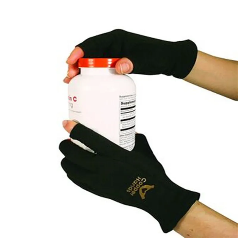 Fashion-Copper Therapy Half Finger Hand Pain Joint Relief Blood Circulation Gloves 1 Pair_voghion.com