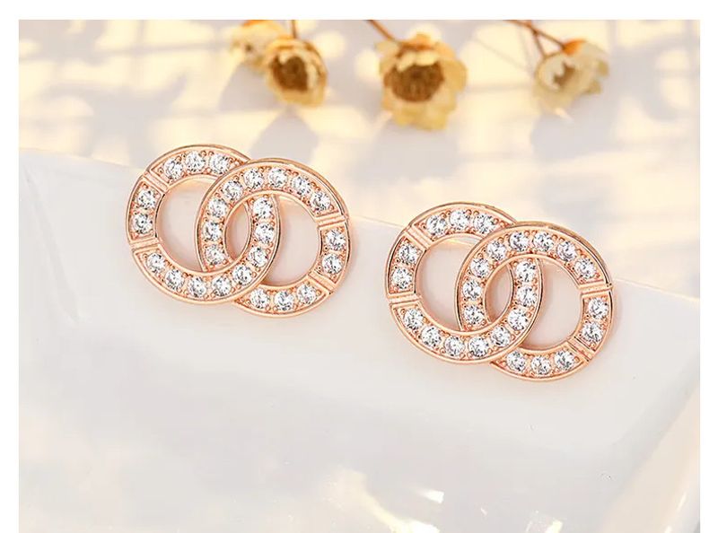 Boucles d'oreilles haut de gamme en zircon plaqué or pour femme, style célébrité d'Internet_voghion.com