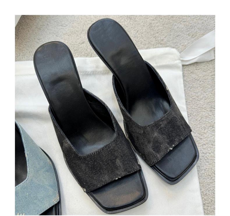 2024 Primavera/Verão Novo Daning Fish Mouth Heel Square Open Toe Couro Genuíno Chinelos Legais Moda Feminina Salto Alto_voghion.com