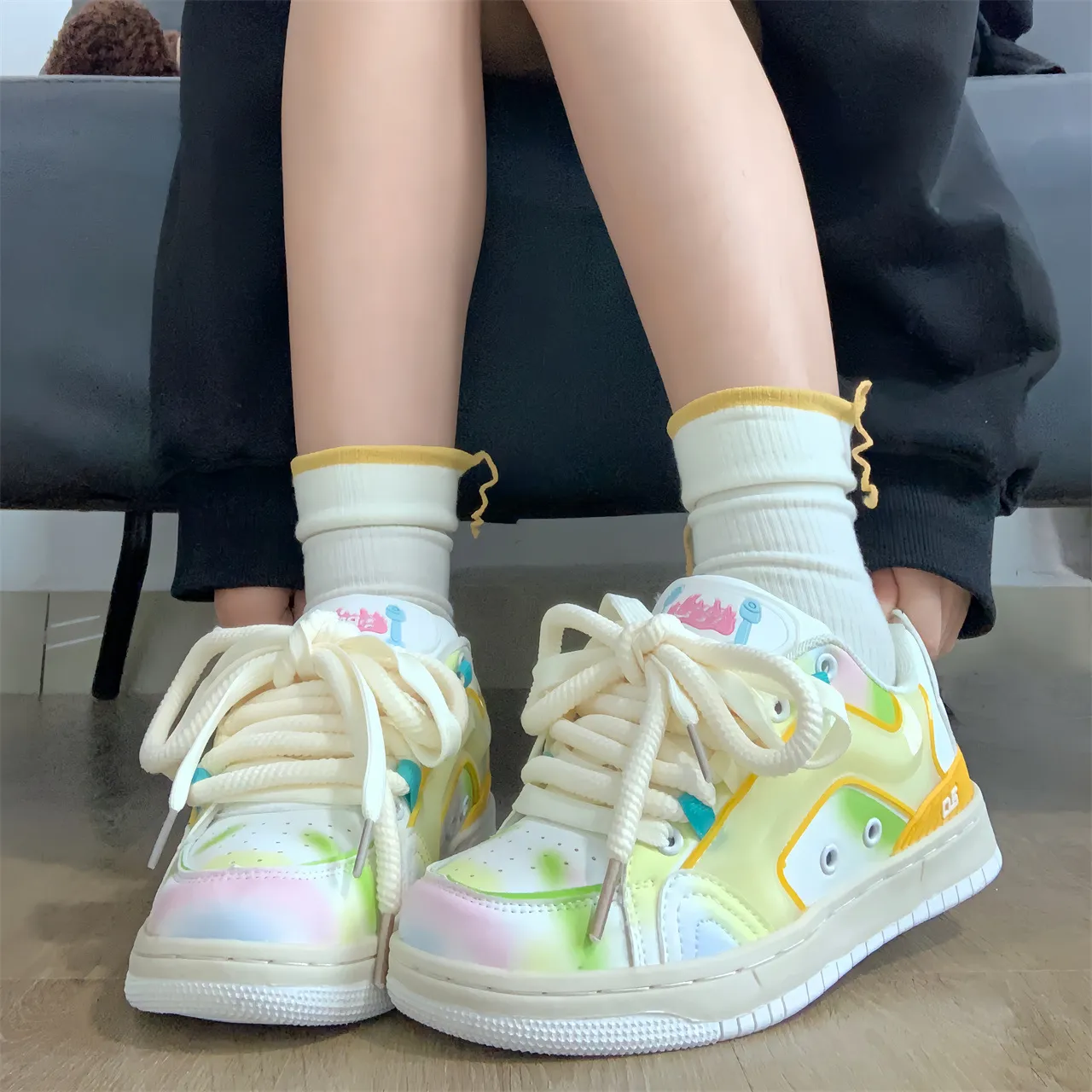 Versatile Flat Bottomed Casual Mandarin Duck Color Matching Sports Shoes With Mesh For Comfortable Breathable Fashion_voghion.com