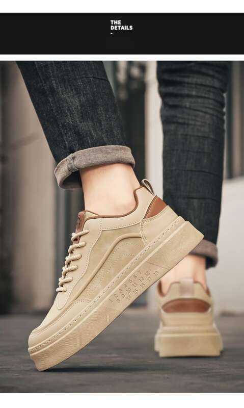 Kevään uudet hengittävät pienet valkoiset miesten opiskelijatrendit monipuoliset paksupohjaiset urheilulliset rentolautakengät trendikkäät_voghion.com