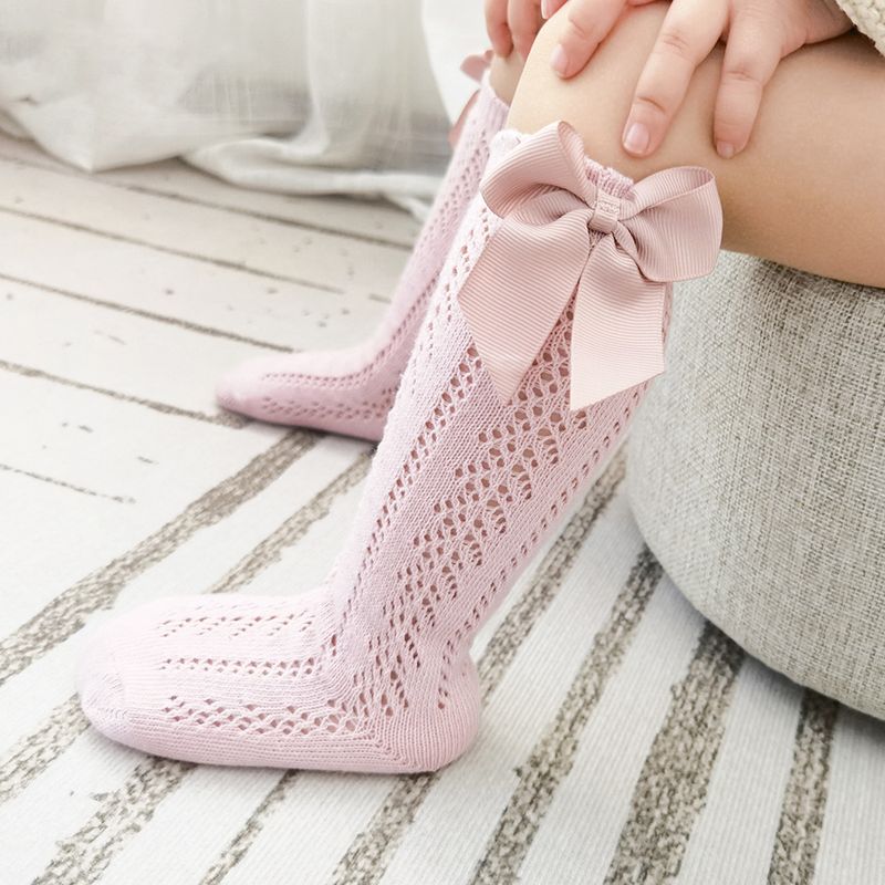Neu Sommer Baby Knie Hohe Socken Kinder Mädchen Bogen Lange Socke Weiche Baumwolle Mesh Atmungsaktive Kinder_voghion.com