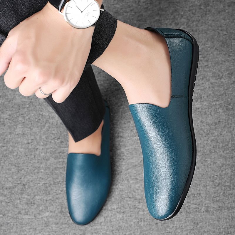 Frühling Sommer Herren Halbschuhe Casual Leder Mann Einfache Mokassins Slip-On Fahren Outdoor Bootsschuhe Handgehte Lazy_voghion.com