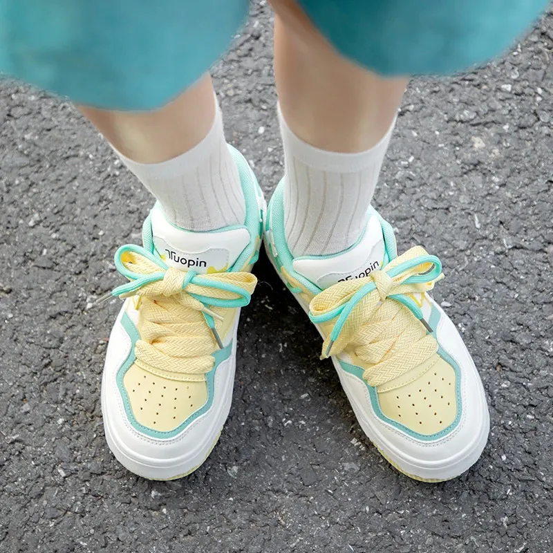 Tun Ice Cream color Carino casual Colore abbinato Preppy scarpe da ginnastica da donna Cake board scarpe 240703_voghion.com