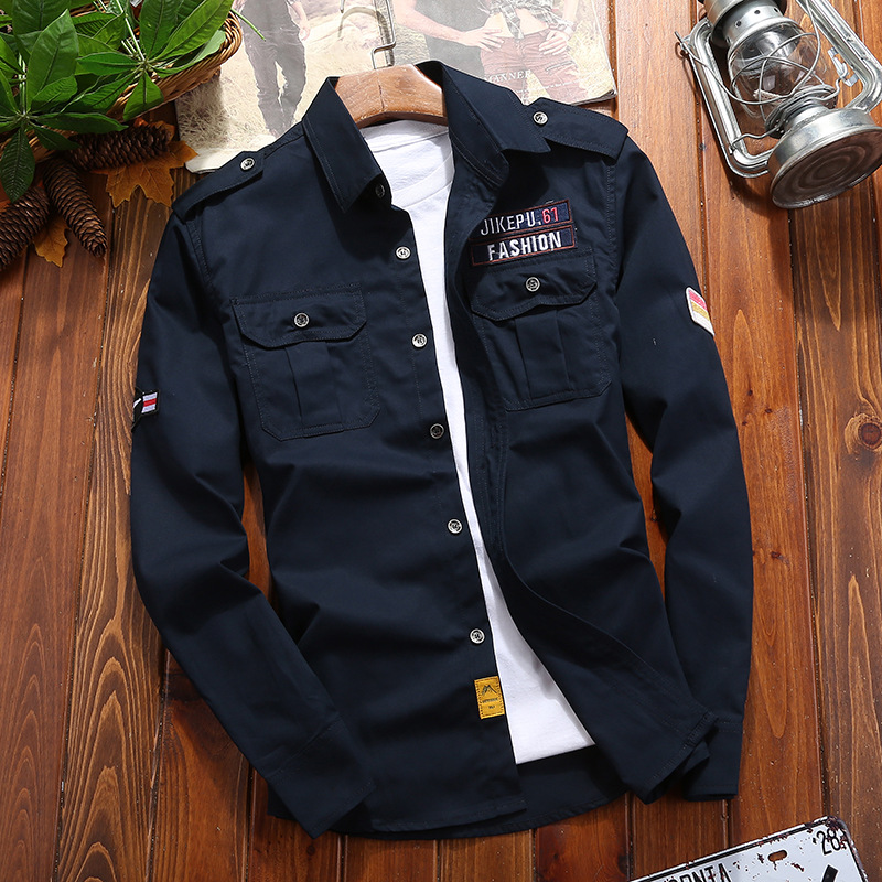 Langarm-Hemdjacke, vielseitig einsetzbar für Herren und Teenager, lässiges Hemd aus reiner Baumwolle, trendige Slim-Fit, Outdoor-Arbeitskleidung, große Größe, neuer Stil_voghion.com