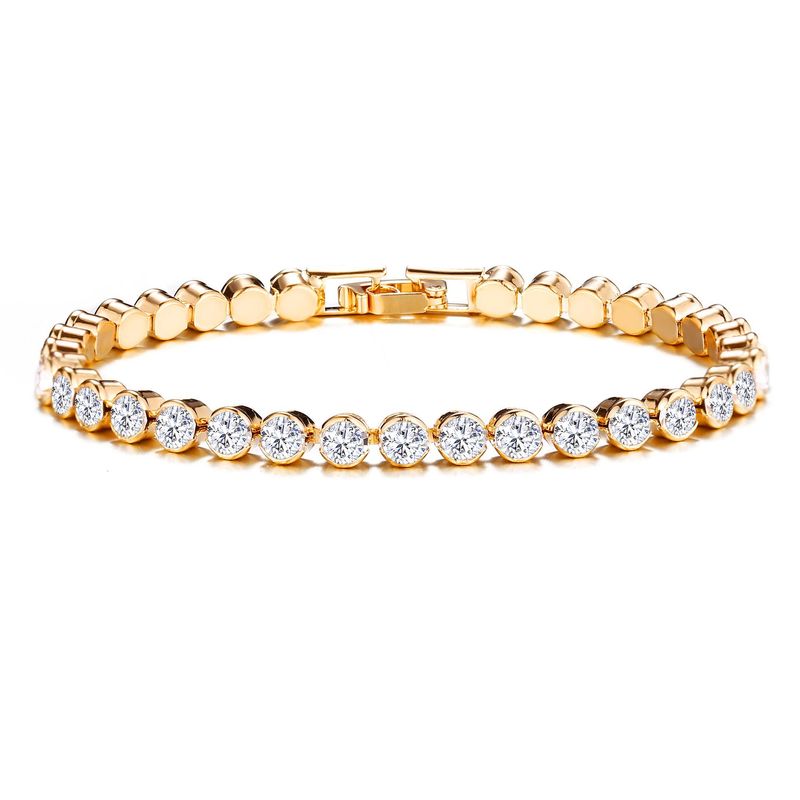 Unisex Artificial Gemstone Chain Bracelet Geometric Alloy Style_voghion.com