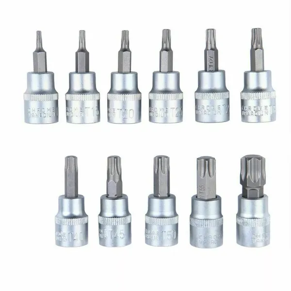 34pcs Torx Bit Socket And E-Torx Star Socket Set 1/4' 3/8' 1/2' Drive Male Female E-torx Security Bits Handheld Tool_voghion.com