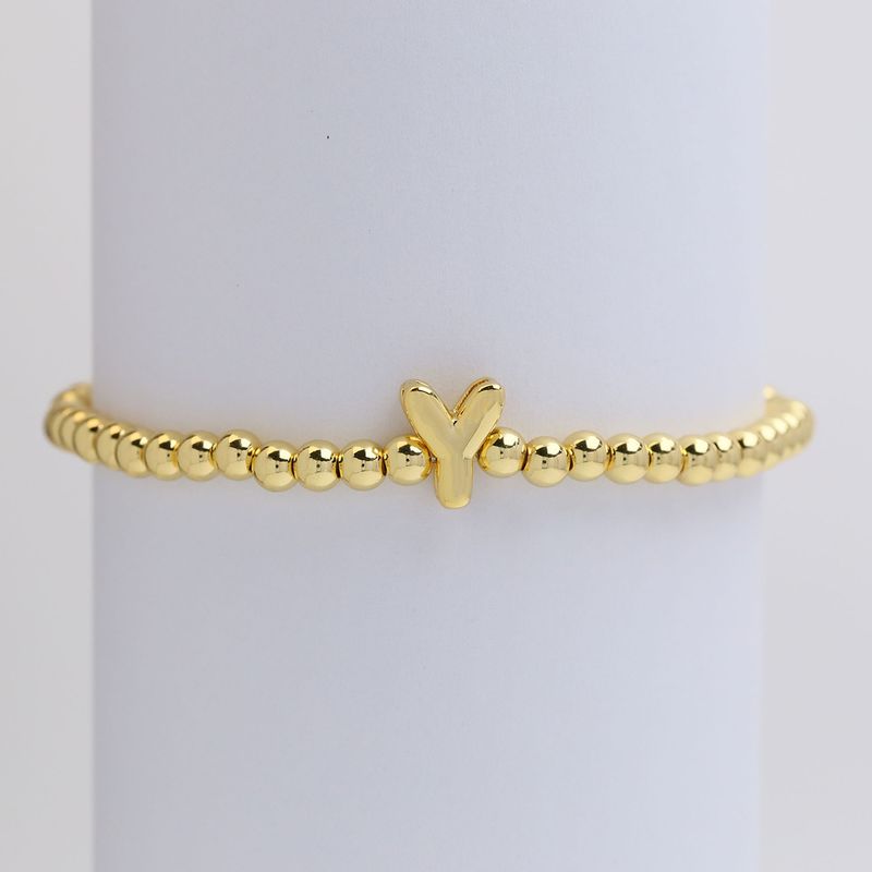 Copper Beaded Plating Letter Bracelets_voghion.com