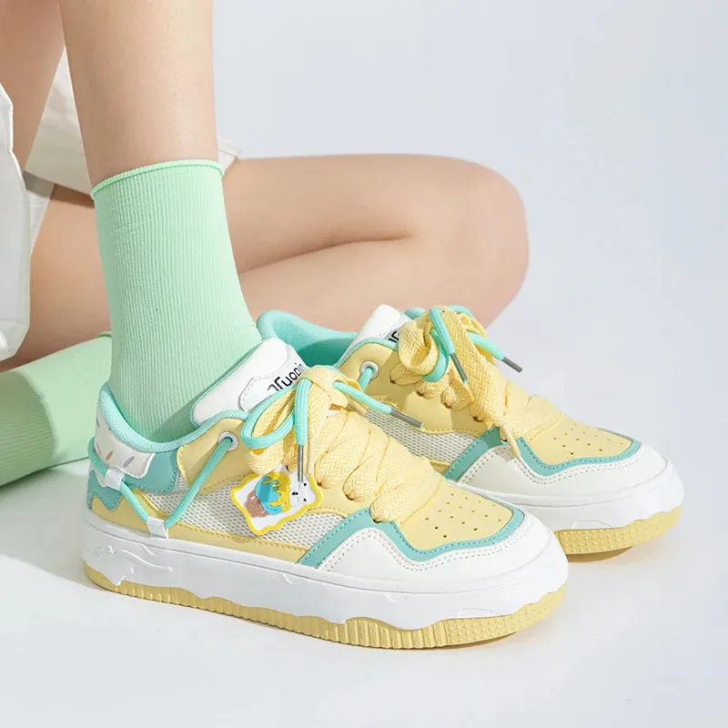 Tun Ice Cream color Carino casual Colore abbinato Preppy scarpe da ginnastica da donna Cake board scarpe 240703_voghion.com