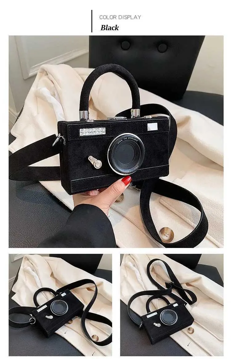 Bolsa tiracolo feminina forma câmera clutch moda personalizada_voghion.com
