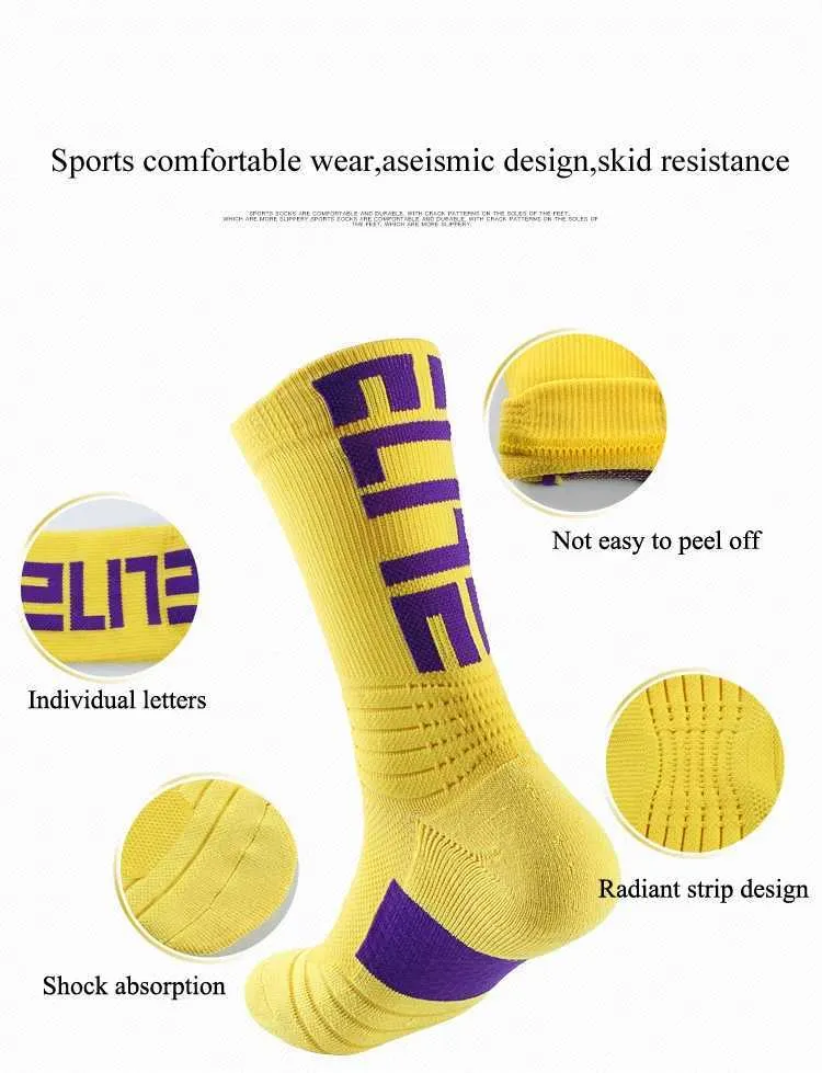 Men's 5Pairs Professional Cotton Basketball Elite Thick Sports Compression Durable Skateboard Towel Bottom Socks_voghion.com