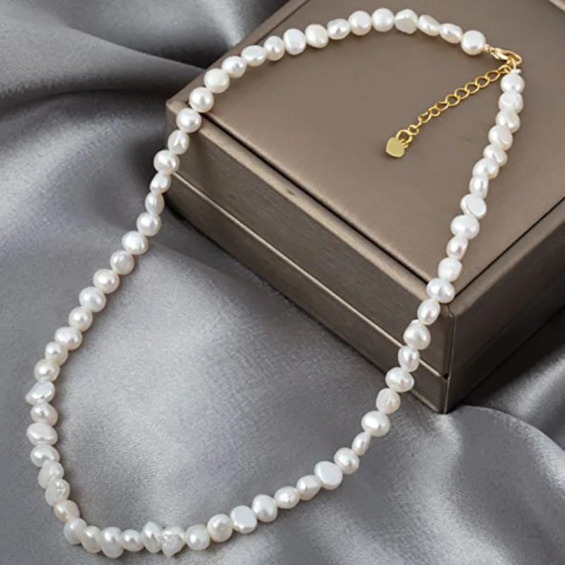 Freshwater Pearl Choker Necklace Natural Baroque Pendant Women_voghion.com