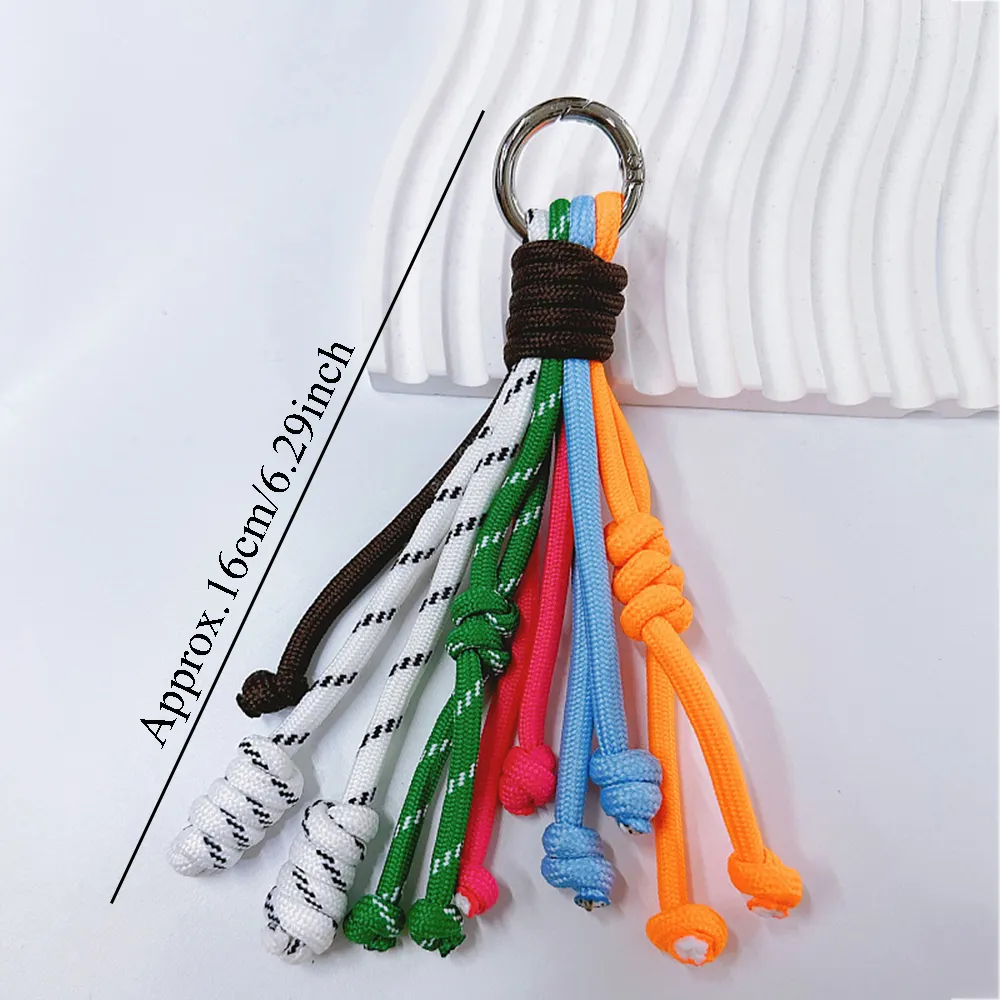 Korean Stylish Rainbow Rope Pendant Chain Jewelry Strap Handmade Landyard Accessrioes Keyring Bag Women Phone Hanging_voghion.com
