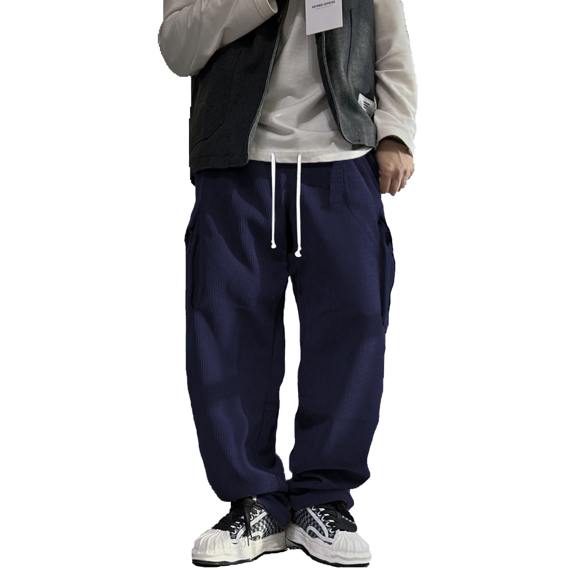 Independent Station American Corduroy Casual Pants Men's 2024 Spring Retro Loose Tooling Pockets Straight Pants Trousers_voghion.com