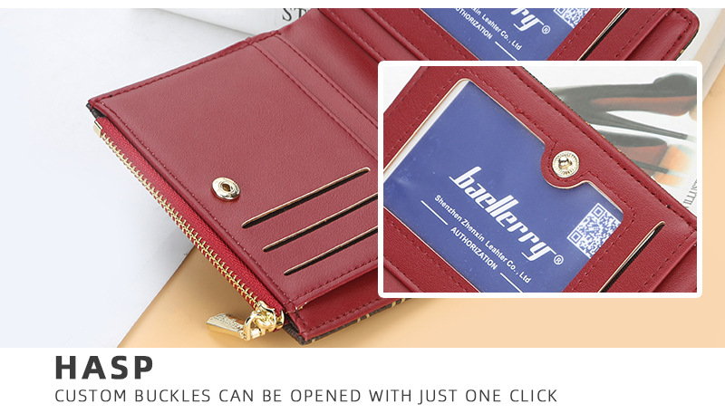Baellerry ladies short wallet style printed multi-card slots snap coin purse fashionable zipper card holder for women_voghion.com