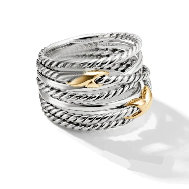 Anelli di design per uomo e donna intrecciati con scatola fascia gioielli di moda placcati in oro con trapano anello cavo filo_voghion.com
