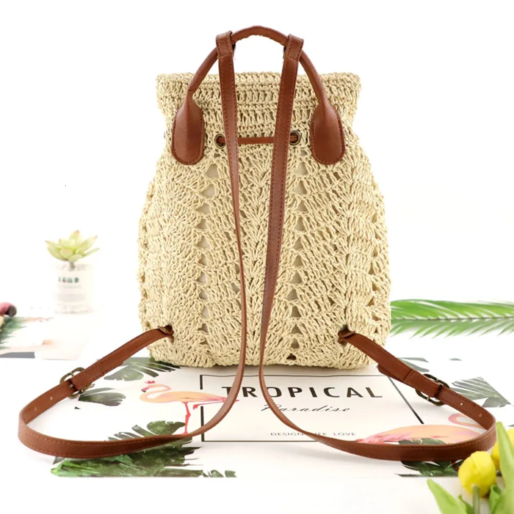 Borsa a tracolla in paglia estiva da donna Boho Bohemian Hollow Hobo Borse da viaggio all'uncinetto per donna Zaino da spiaggia lavorato a maglia 240808_voghion.com