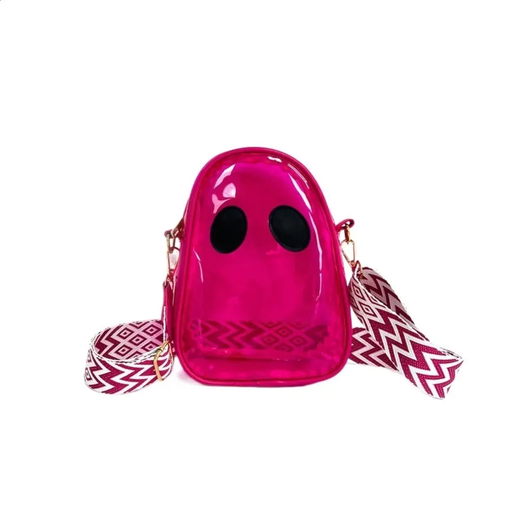 Portofel amuzant din PVC cu fantome și bomboane, pentru Halloween, tip crossbody, transparent, în culoare solidă, pentru telefon mobil, 240823_voghion.com