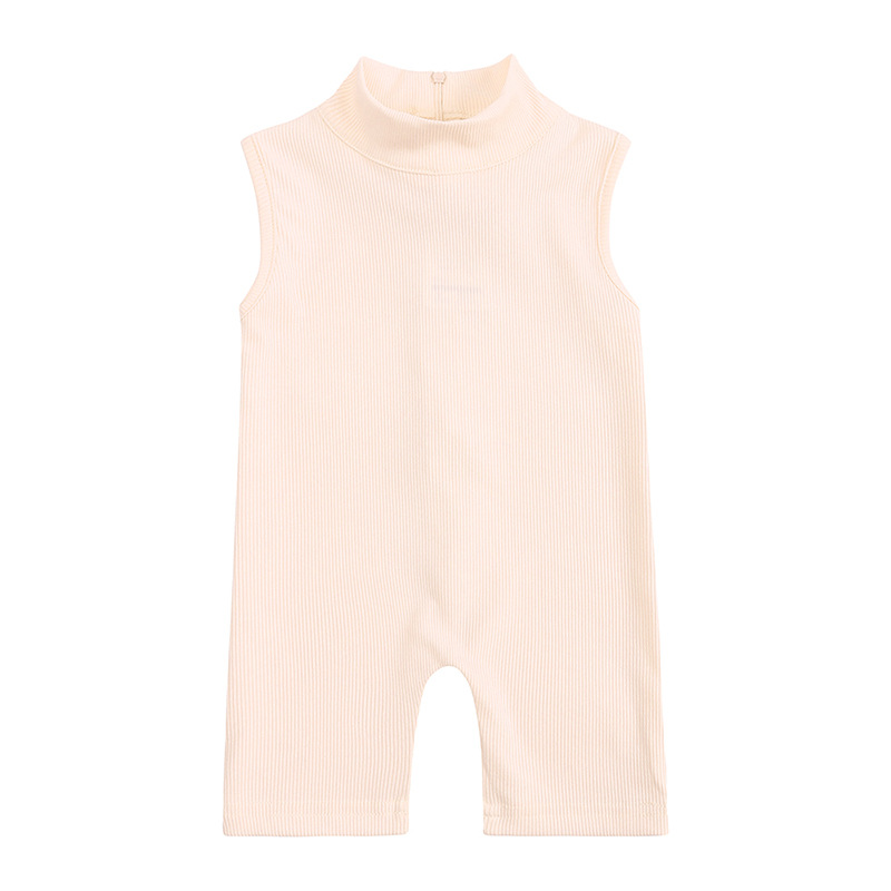 Mutter & Kinder Mädchen Sommer Ins Baumwolle gestreiften halbhohen Kragen elastischen Overall kleine und mittlere Kinder ärmellose Kleidung Großhandel Agent_voghion.com