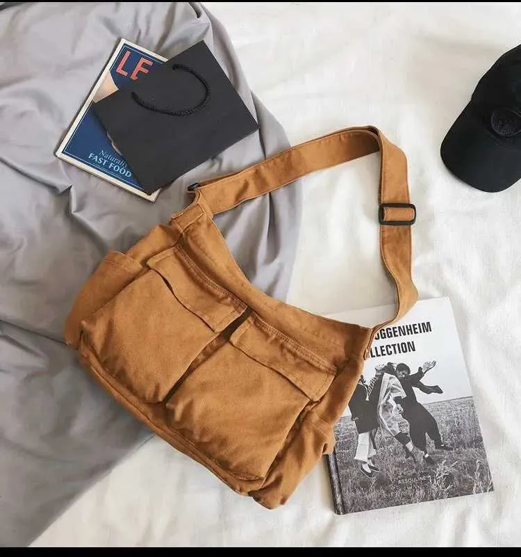 Borsa a tracolla vintage in tela da donna, per adolescenti, borsa a tracolla casual da donna, borsa a mano, borsa a tracolla C241022_voghion.com
