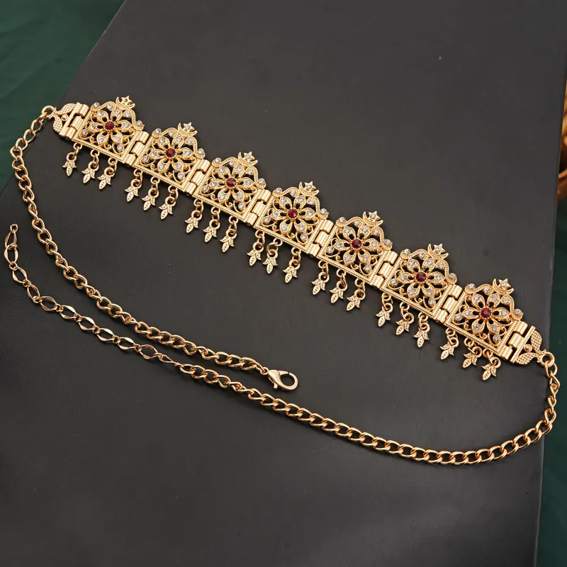 Algerien Hochzeit Schmuck Haar Gold Farbe Kristall Quaste Stirnband Stirn Kette Krone Frauen Geschenke Tiara Bands_voghion.com