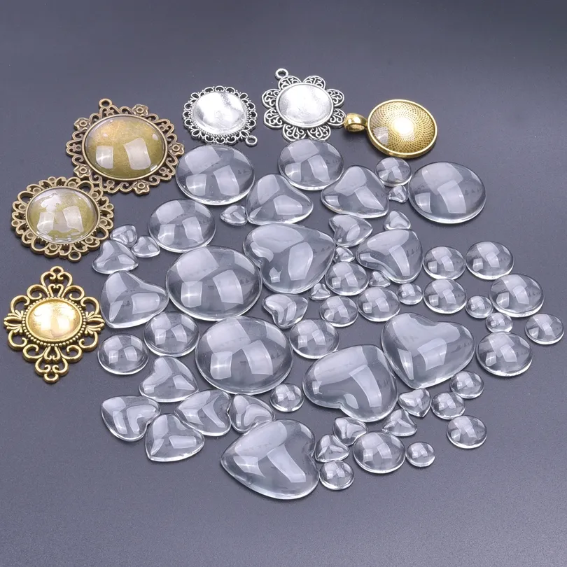 Cabochons cœur en verre pour colliers et création de bijoux_voghion.com