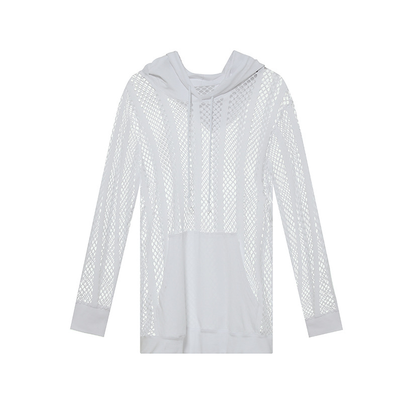 men's clothing plus size men's black mesh print long sleeve t-shirt men's slightly transparent versatile stretch bottom shirt men_voghion.com