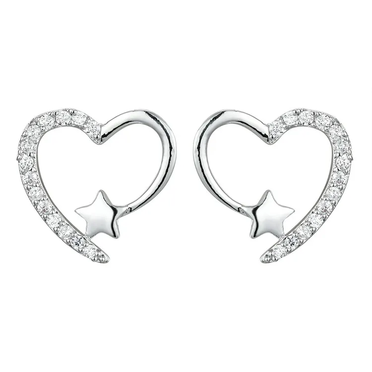 Gold Plated Stud Earrings Shiny Zircon Metal Elegant Fashion Love Heart Designer Earring Earings Ear Rings Jewelry_voghion.com