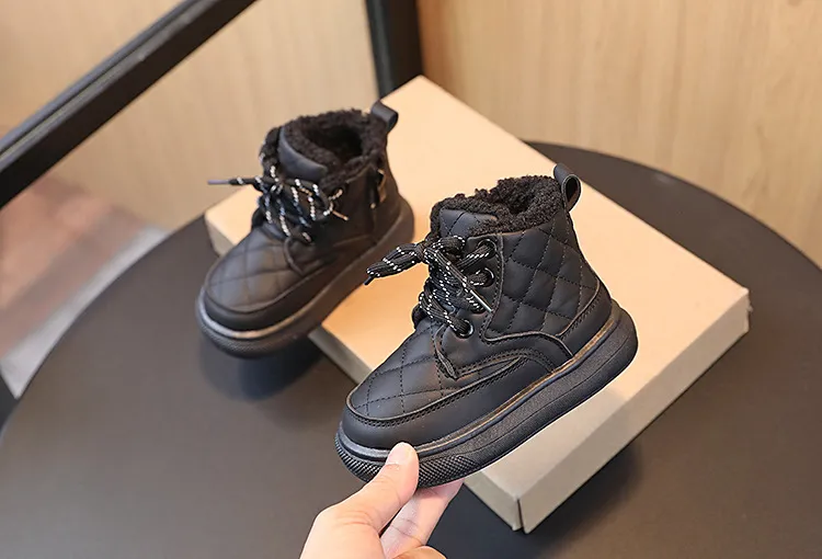 2025 Moda Plaid Autunno Bambina Scarpe Ragazzi Caviglia Flessibile Fondo Spesso Bambini Stivali da Neve Littlesprouts Nuovi Bambini_voghion.com