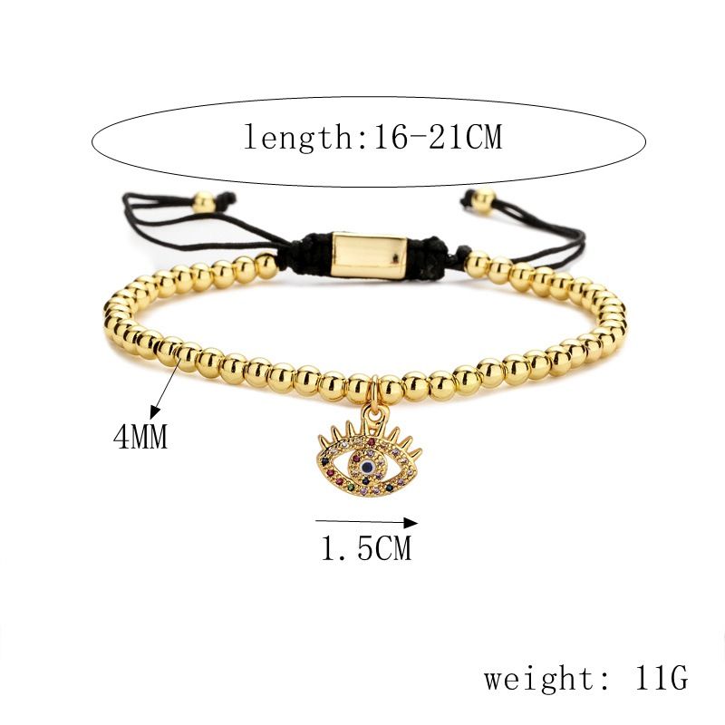 Kupfer einfache Stil Teufelsauge Krone Lächeln Gesicht Armbänder_voghion.com