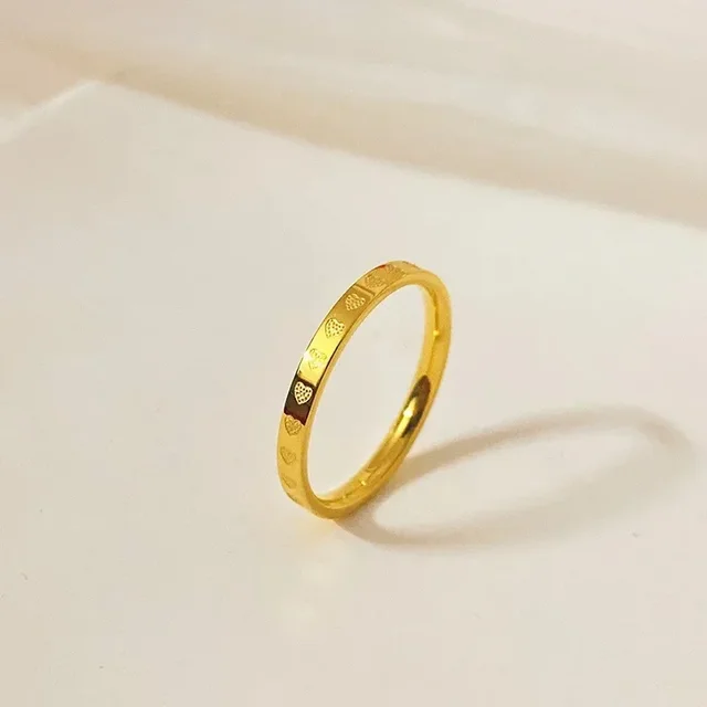 Anello in acciaio inossidabile con zircone per donna, semplice, color oro, con indice, per feste e matrimoni, regalo di Natale_voghion.com
