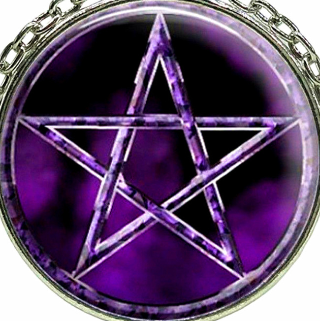 Collier avec pendentif étoile à cinq branches violette style gothique punk et accessoires_voghion.com