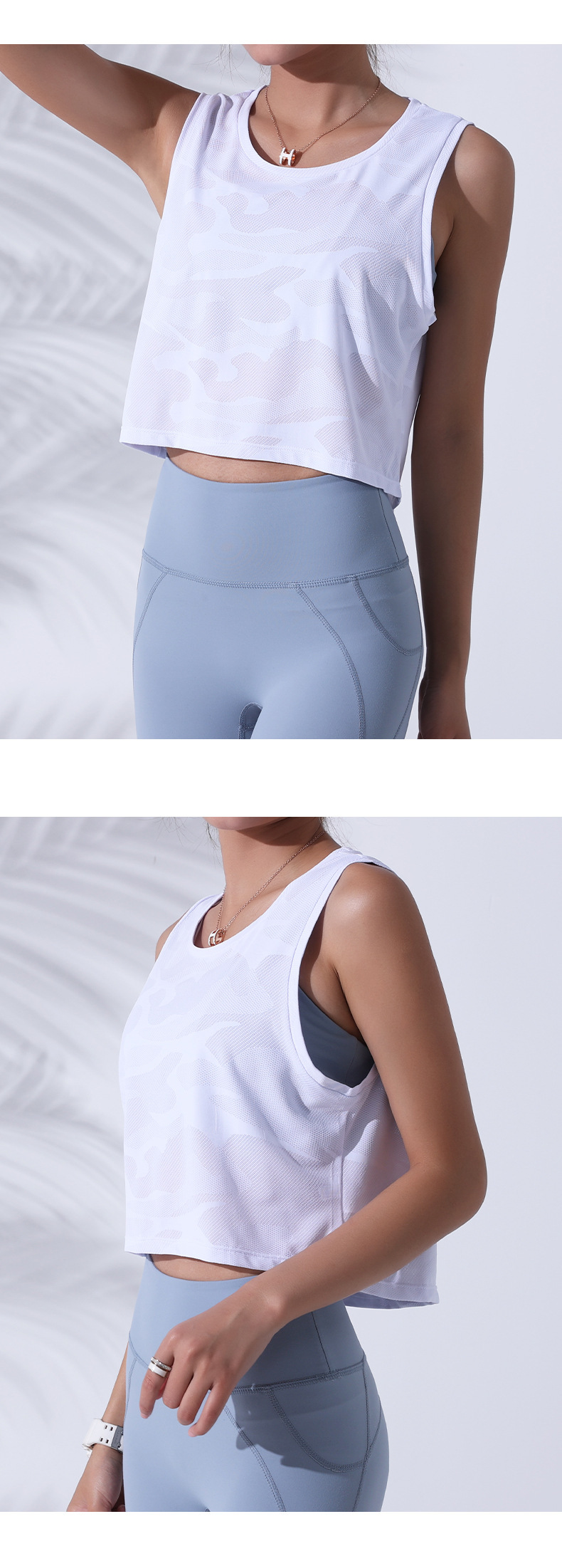 Love Run – débardeur de sport mignon pour femmes, col rond, camouflage, course à pied, Fitness, Yoga, haut sans manches_voghion.com