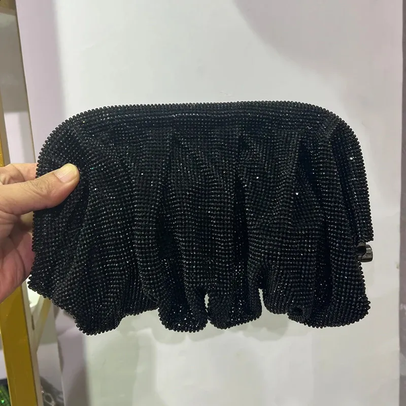 Shell Clip Rhies Handbag For Women Purse Shiny Handmade Dia Shoulder Crossbody Evening Bag 240902_voghion.com