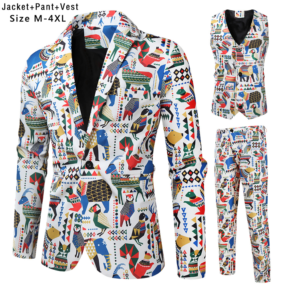 autumn and winter new casual 3D printed suits, vests, trousers suits, 3-piece set 3TZ-XMK_voghion.com