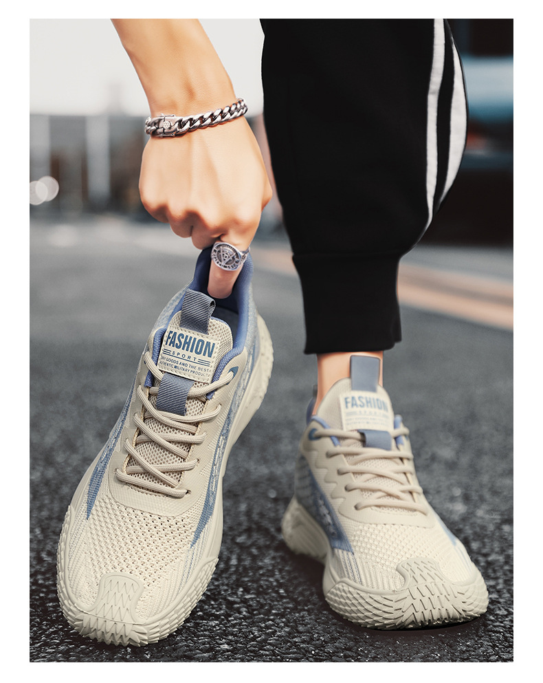 Straight men's breathable sports and leisure running soft soled mesh board shoes, trendy shoes_voghion.com