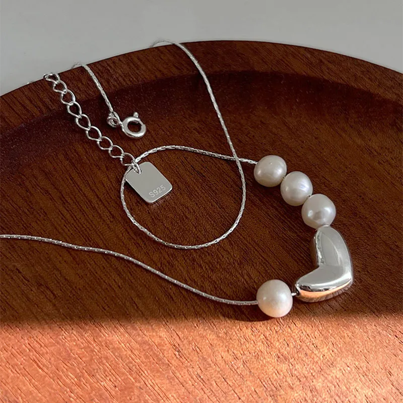 Catene Irregolare Amore Cuore Collana di Perle per Donne Ragazze Dolce Moda Semplice Elegante Catena Clavicola Anniversa_voghion.com