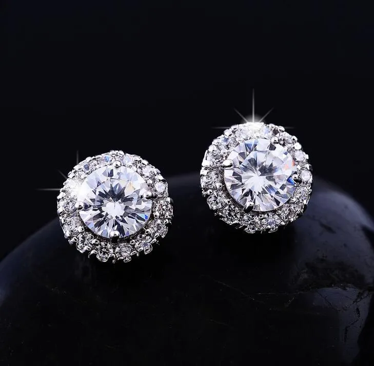 Designer Ohrstecker Anhänger Halsketten Große CZ Zirkon Diamant Ohrringe Ohrring Ohrringe Schmuck für Hochzeitsfeier_voghion.com