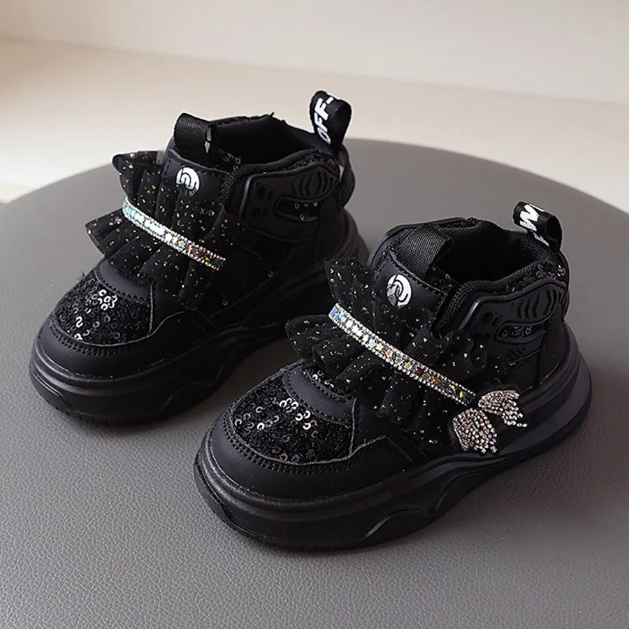 Girls Sneakers 2025 Fashion Children Platform Happysteps Designer with Butterfly Shining Tennis Comforable Kids Sport_ecoleips.com