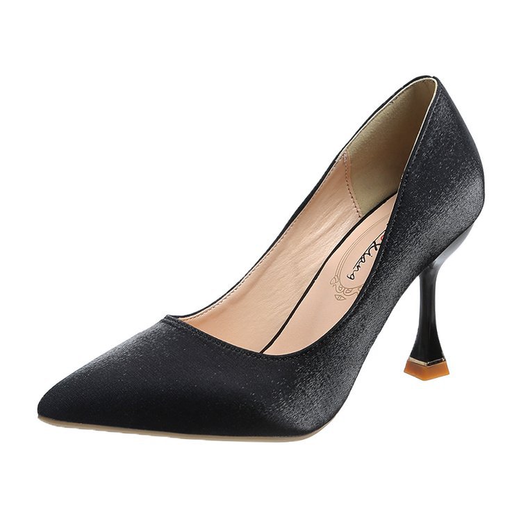 Nieuwe puntige hoge hakken, dunne hakken, enkele schoenen met ondiepe mond, modieuze zijden banket bruidsmeisjesschoenen_voghion.com