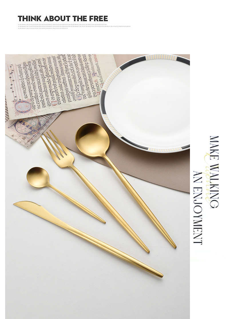 Portugal 304 stainless steel cutlery thickened Western style steak knife, fork, dessert spoon_voghion.com