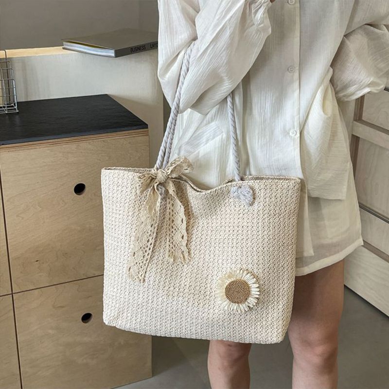 Elegante borsa a mano da donna con borsa web per l'Urlaub sulla spiaggia, piccola borsa con Henkel, alla moda_voghion.com