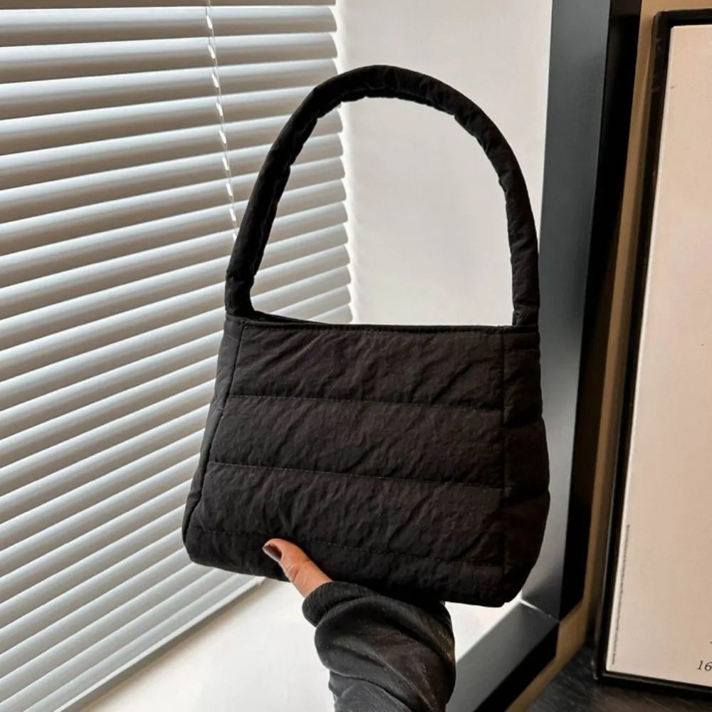 Borsa a tracolla imbottita quadrata trapuntata in nylon con spallacci larghi, imbottita sottobraccio, leggera in tela, borsa a mano per la scuola_voghion.com