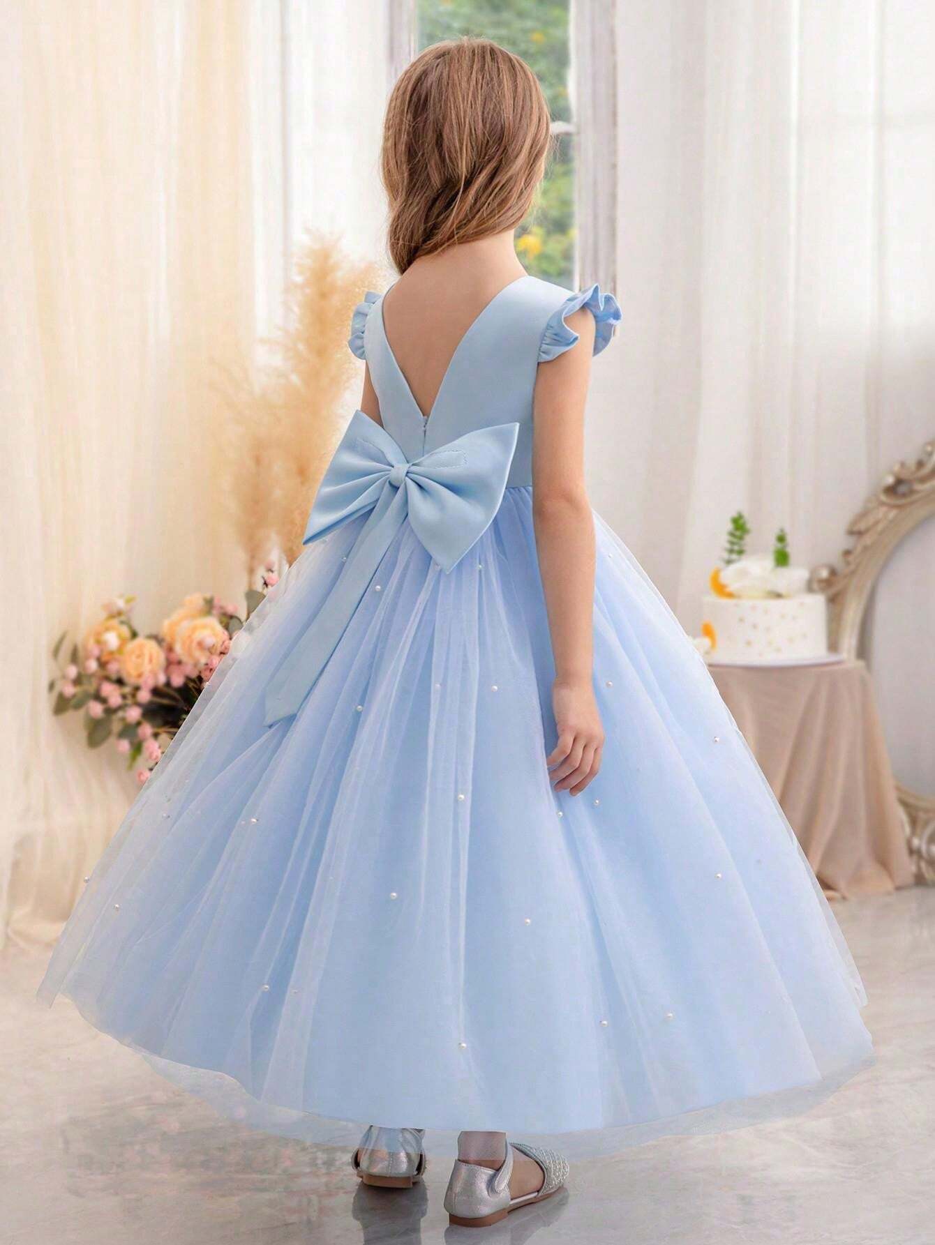 Girl Bow Princess Dress, Christmas Party Dress_voghion.com