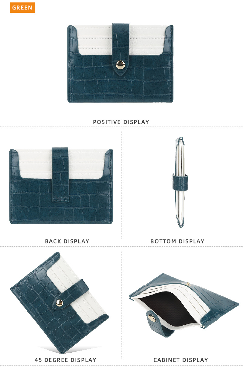Baellerry Card Holder Women's New Crocodile Pattern Multi Card Slot Thin Buckle Card Holder Color Matching Mini Credit Card Holder_voghion.com