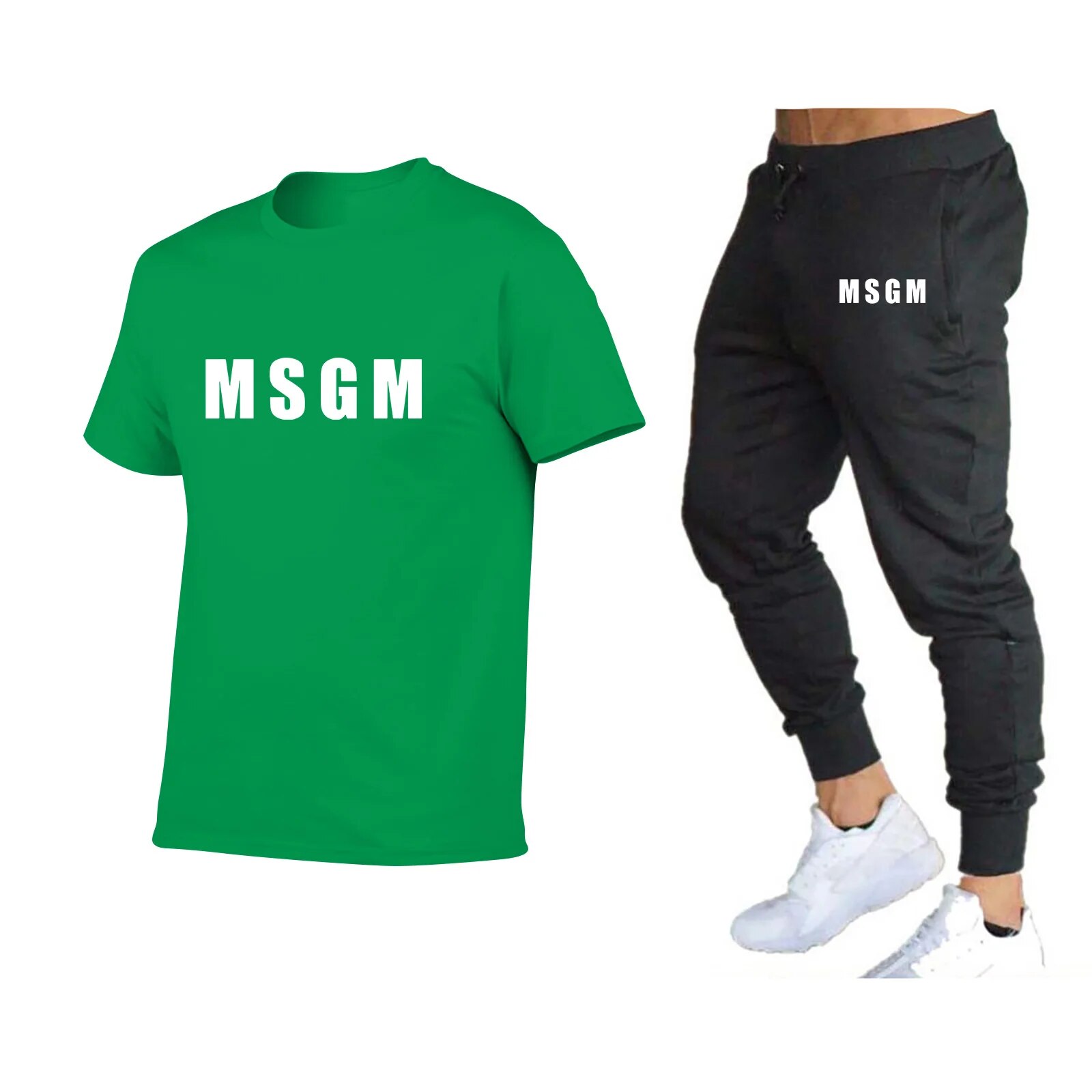 New Casual Jogging Short-sleeved Shorts Suit Men's Running Training Sports Leisure Comfortable and Breathable_voghion.com
