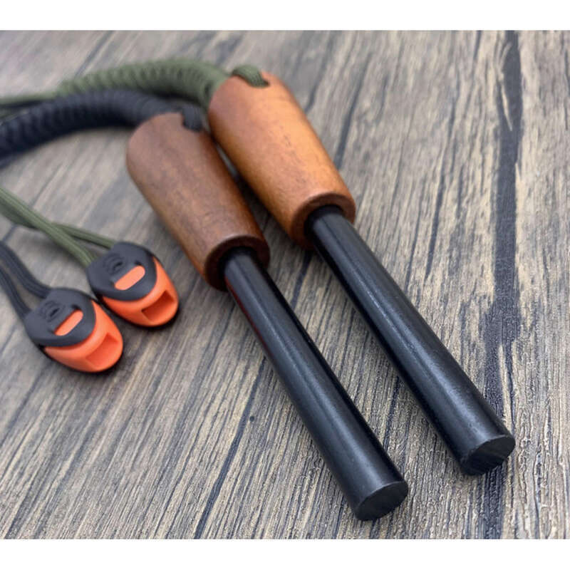 Wooden Handle 10 * 100 Solid Magnesium Rod, Outdoor Survival, Extended Umbrella Rope, Camping Flint Rod_voghion.com
