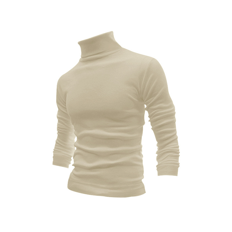 Maglione a collo alto in cotone da uomo, casual, tinta unita, autunno inverno 2023_voghion.com