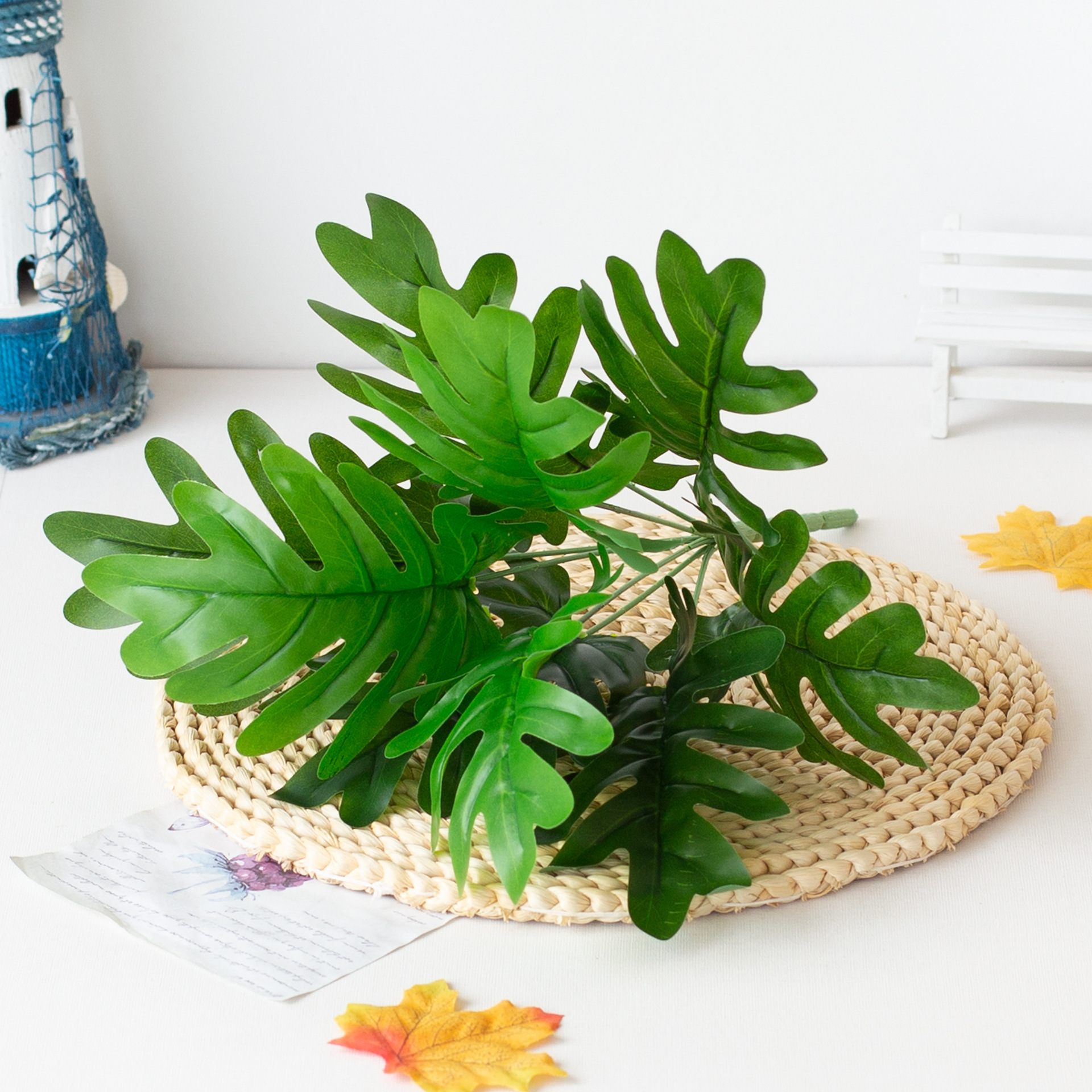 Manufacturers wholesale high-simulation green leaves, table and living room display simulation leaves, green decoration bunches of green plants_voghion.com